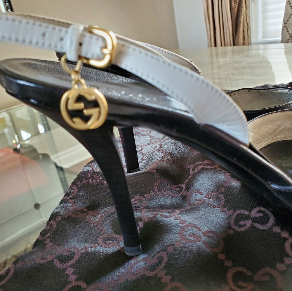 Gucci black and white pumps